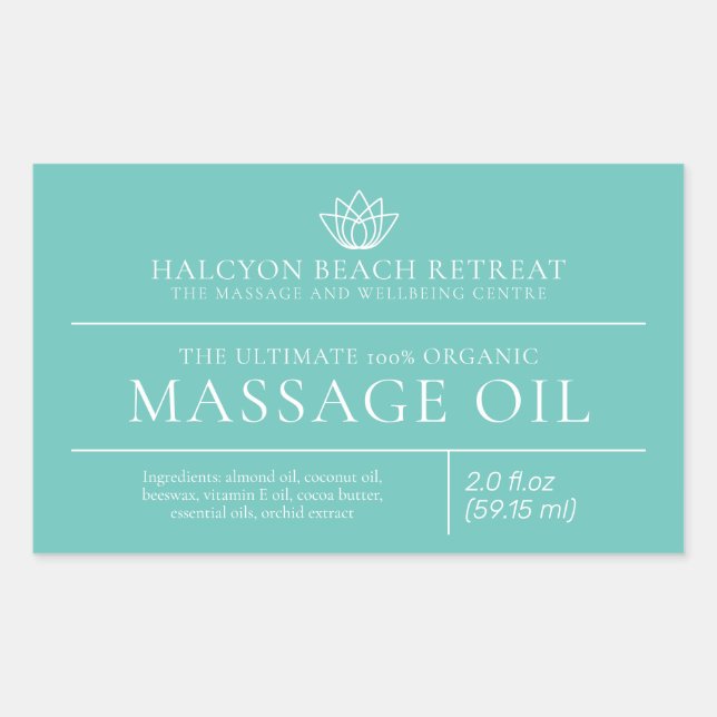 Étiquette d'ingrédient de produit d'huile de massa (Devant)