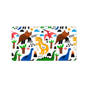 Étiquette Dinosaures motif transparent