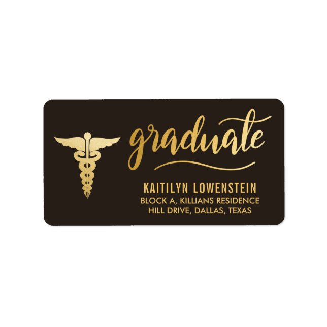 Étiquette Docteur | Infirmière | Script manuscrit Gold Gradu (Devant)