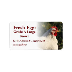 Étiquette d'oeufs de poule blanche