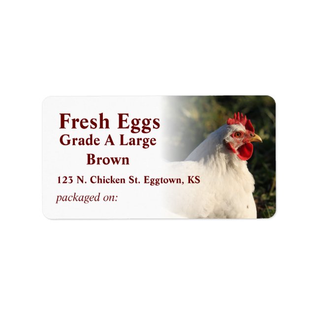 Étiquette d'oeufs de poule blanche (Devant)