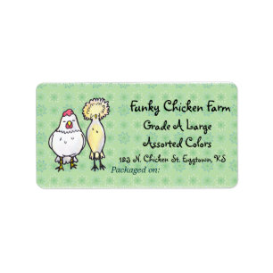 Étiquette d'oeufs de poulets funky