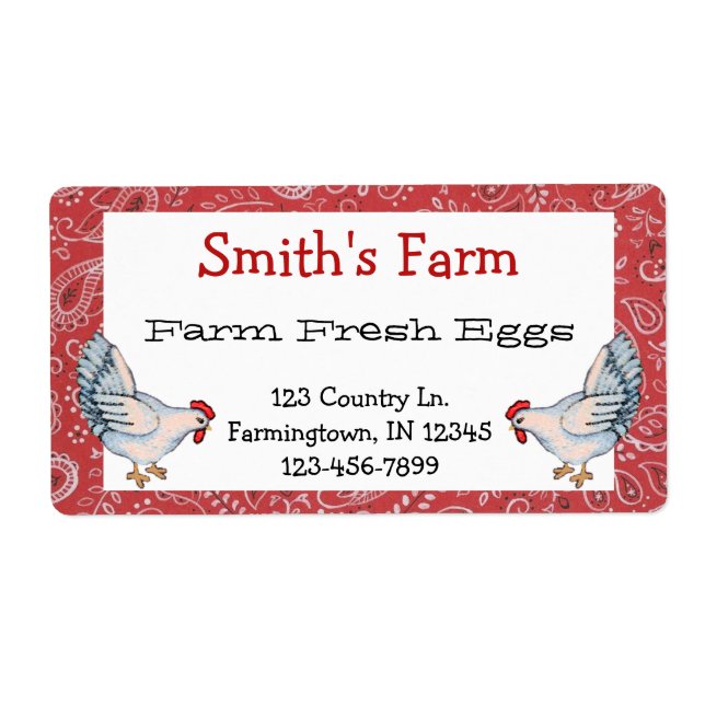 Étiquette D'Oeufs Frais De La Ferme Des Poulets Et (Devant)