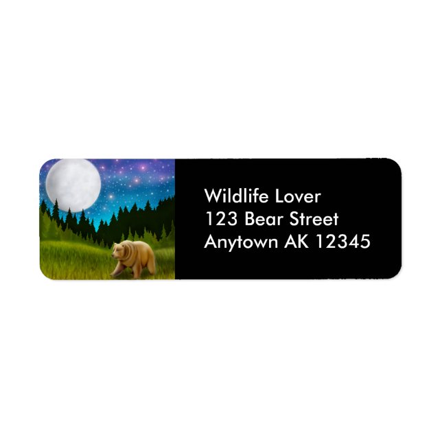 Étiquette d'ours grizzli clair de lune (Devant)