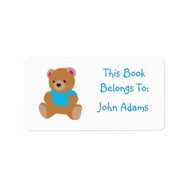 Étiquette D'Ours Personnalisé (Le Livre Appartient (Devant)