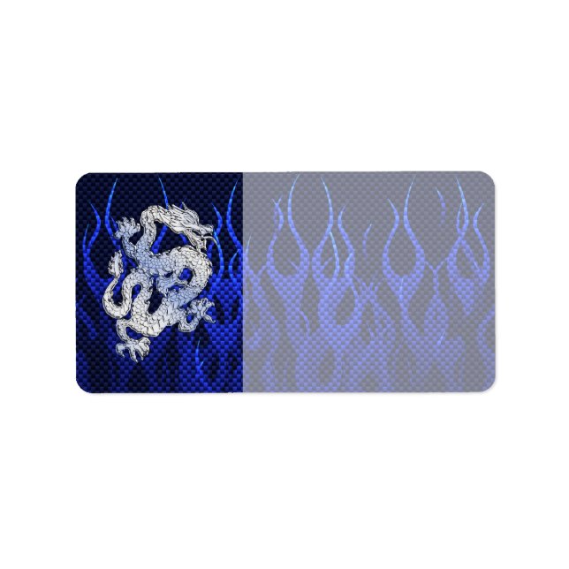 Étiquette Dragon Bleu dans Chrome Styles de fibre de carbone (Devant)