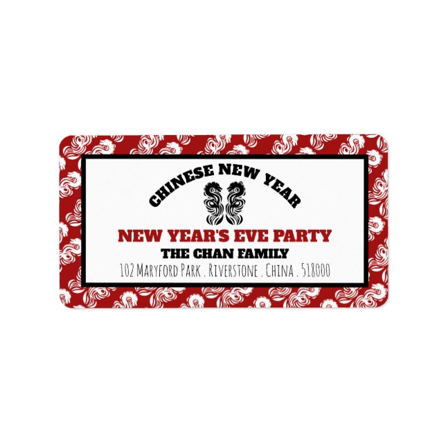 Étiquette Dragon oriental chinois du Nouvel An (Devant)