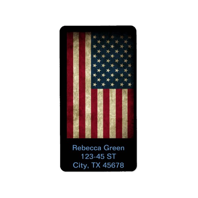 Étiquette Drapeau américain vintage Patriotique Grunge USA (Devant)