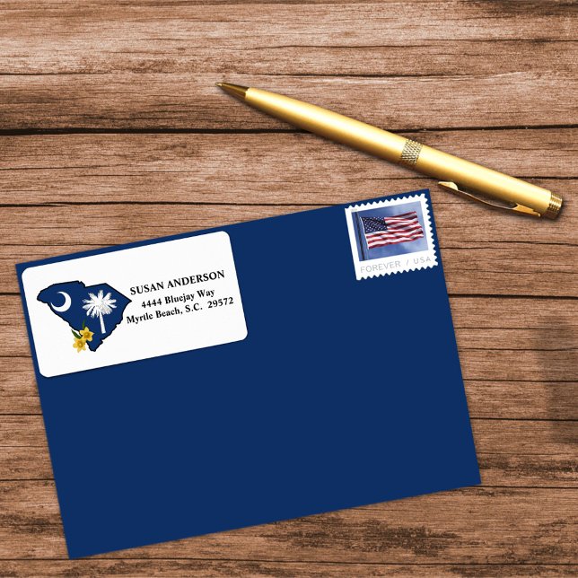 Étiquette Drapeau de Caroline du Sud + Jessamine Jaune Jaune (Créateur téléchargé)