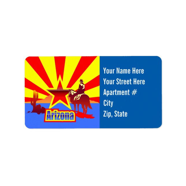 Étiquette Drapeau d'état de l'Arizona customisé Dessin Vinta (Devant)