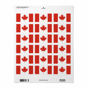 Étiquette Drapeau du Canada découpé sur mesure 