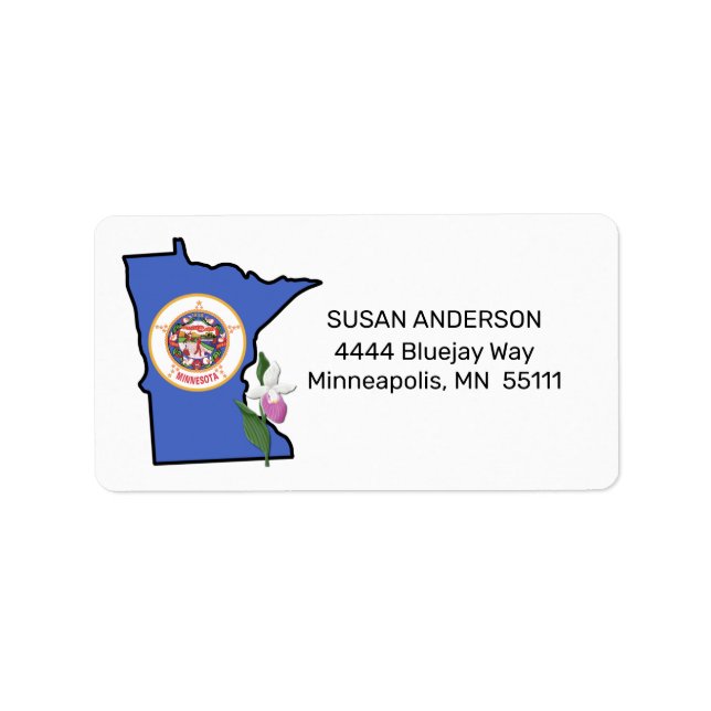 Étiquette Drapeau du Minnesota et chausse-pied de la dame (Devant)