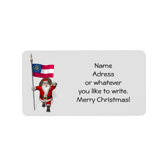 Étiquette Drapeau Du Père Noël De Géorgie (Devant)