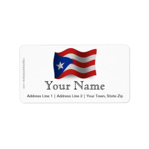 Étiquette Drapeau Porto Rico Waving