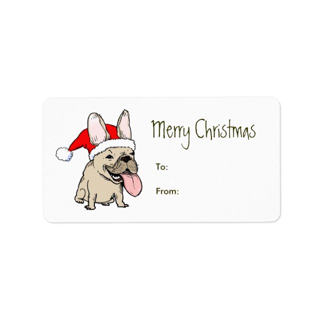 Étiquette Drôle French Bulldog Père Noël Christmas Cadeau Ta (Devant)