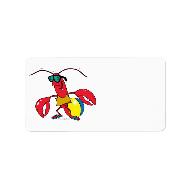 Étiquette drôle plage aller homard dessin animé (Devant)
