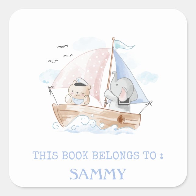 ÉTIQUETTE DU LIVRE : BATEAU AVEC OURS ET ÉLÉPHANT (Devant)