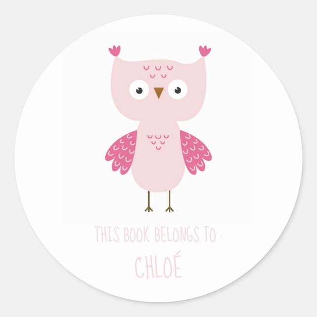 ÉTIQUETTE DU LIVRE : CUTE ROSE BÉBÉ OWL (Devant)