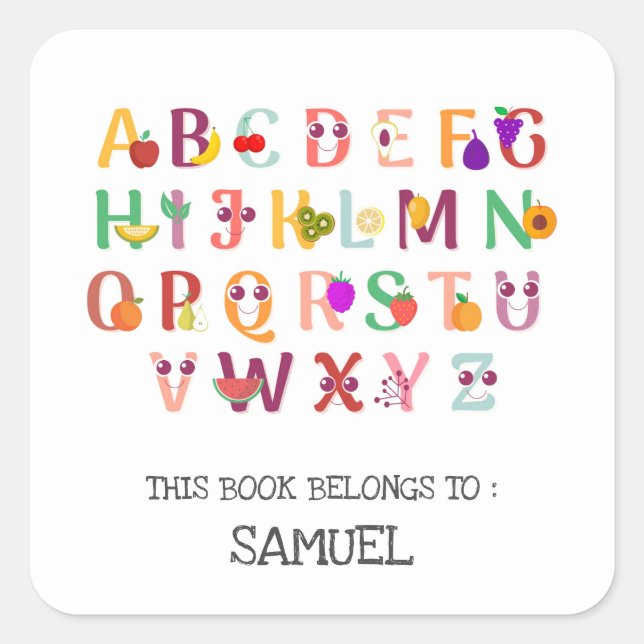 ÉTIQUETTE DU LIVRE POUR ENFANTS : GRAPHIQUE ALPHAB (Devant)