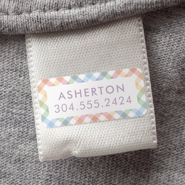 Étiquette du nom des enfants avec mignon plaid arc (Créateur téléchargé)
