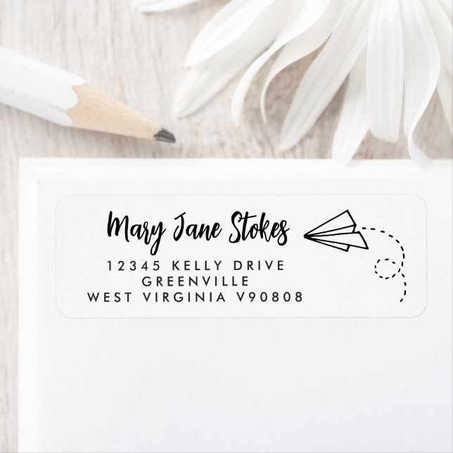 Étiquette du plan papier de l'avion RETOUR ADRESSE (En situation)