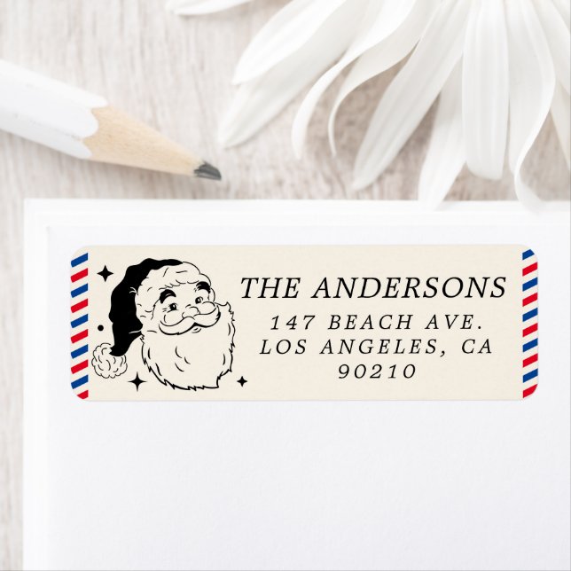 Étiquette du Pôle Nord du mignon Père Noël (En situation)