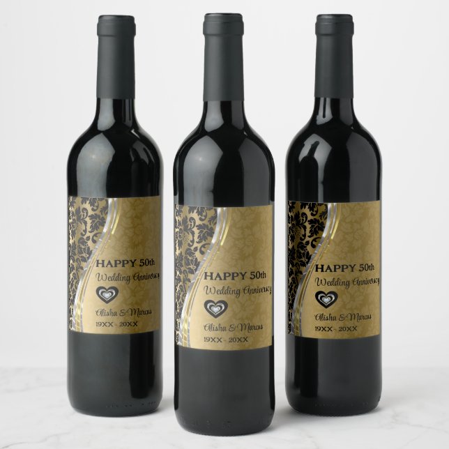 Étiquette du vin de l'anniversaire Gold & Black Ma (Bouteilles)