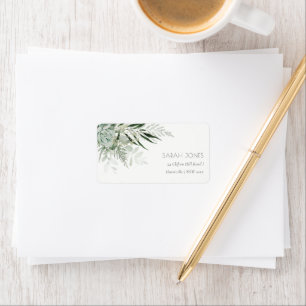 Étiquette Dusky Green Leafy Fern Succulent Foliing Adresse