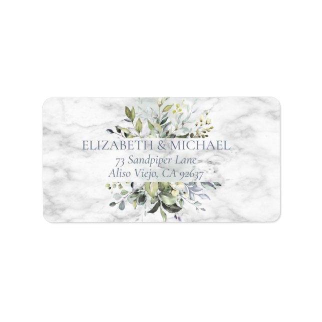 Étiquette Dusty Blue Eucalyptus Greenery Adresse Succulente (Devant)