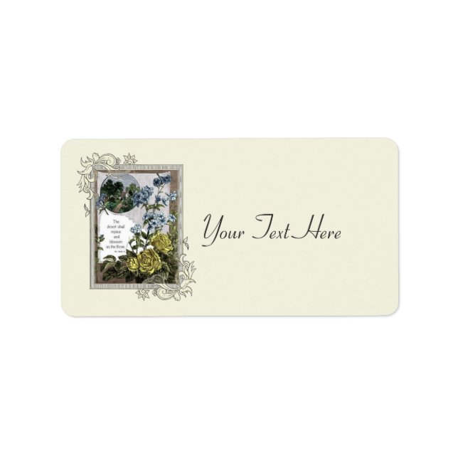 Étiquette Écriture biblique vintage avec Roses (Devant)