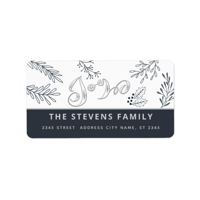 Étiquette Écriture moderne élégante joie hiver botanique cla (Devant)