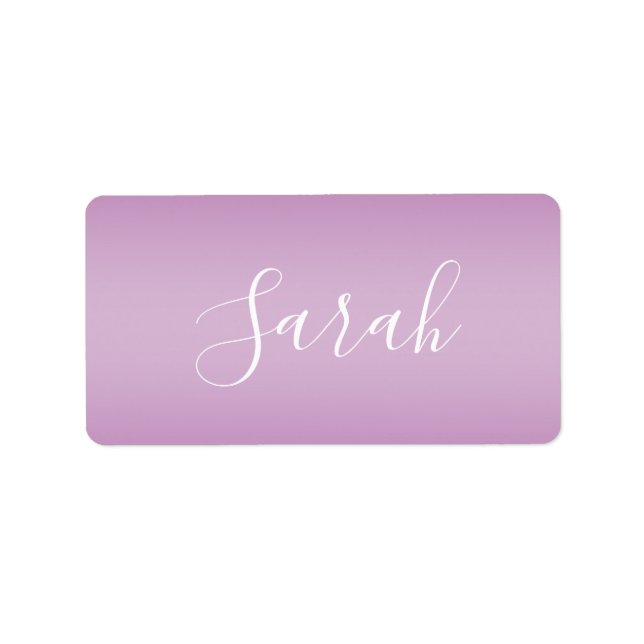 Étiquette Editable Soft Mauve Ombre & White Text Script (Devant)