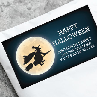 Étiquette Éffrayant Witch Happy Halloween Adresse de retour