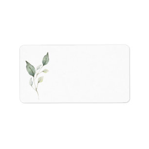Étiquette Elégant Aquarelle douce Mariage Feuille vert