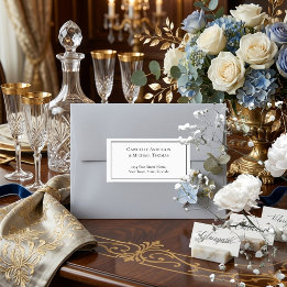 Étiquette Elegant Black Border White Text Address Labels