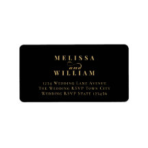 Elegant Black Gold Mariage Adresse de retour