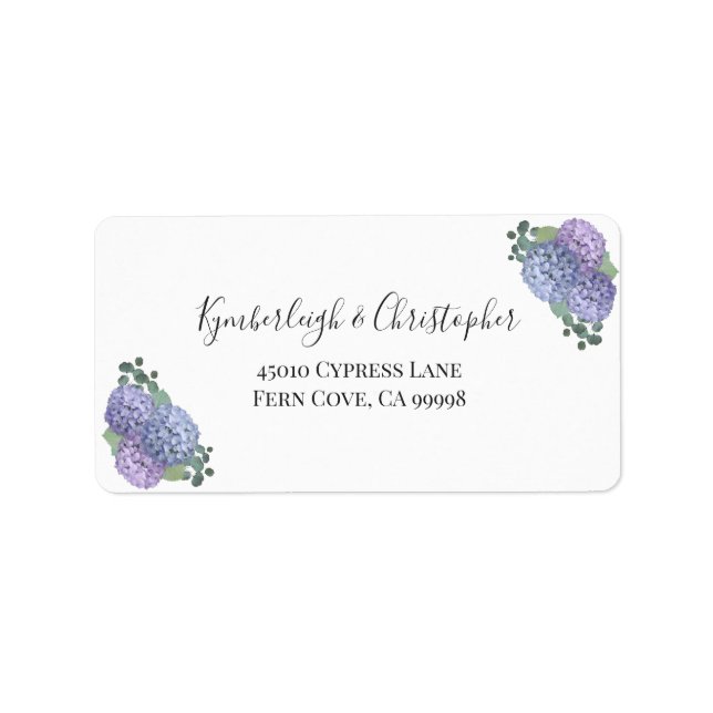 Étiquette Elégant Blue Floral Wedding RSVP Adresse de retour (Devant)