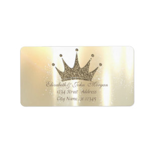 Étiquette Élégant brillant glamour, Glitterie Tiara Princess
