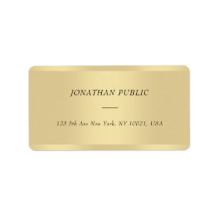 Étiquette Elégant Cursive Police Name Gold Modern Address