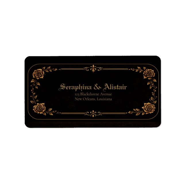 Étiquette Elegant Dark Gothic Wedding Address Labels (Devant)