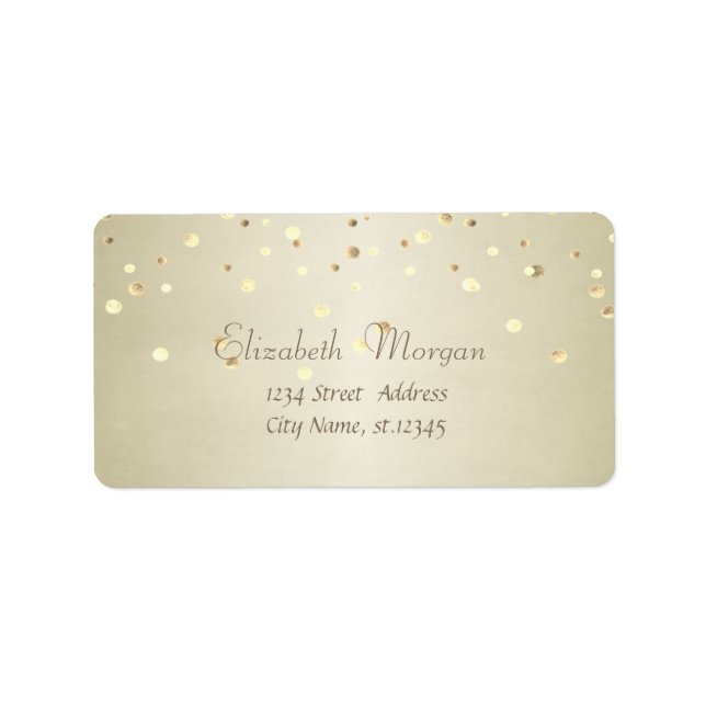 Étiquette Elégant Design, Fux Gold Foil Confetti (Devant)