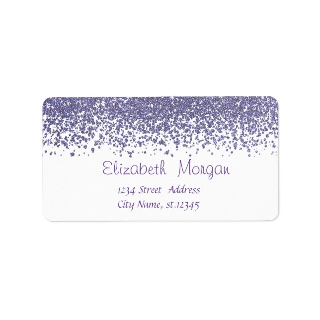 Étiquette Élégant Diamants Violets Élégants (Devant)