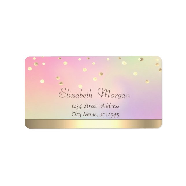 Étiquette Élégant Faux Gold Foil Confetti (Devant)