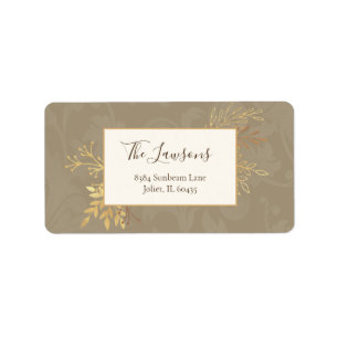 Étiquette Élégant Feuille Artisan Or