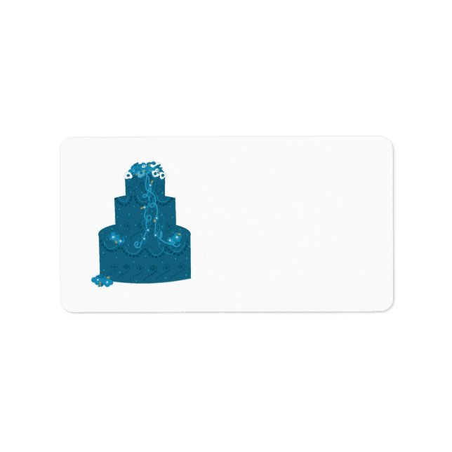 Étiquette Élégant gâteau Mariage Turquoise (Devant)