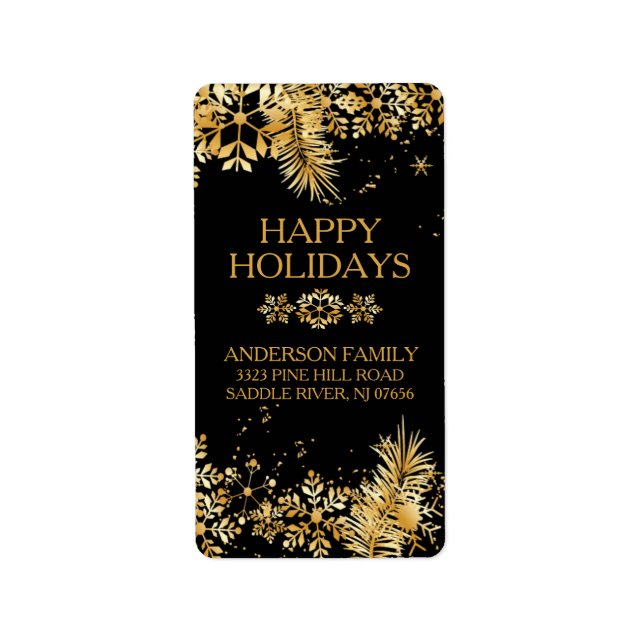 Étiquette Élégant Gold Christmas Retourner l'adresse étiquet (Devant)