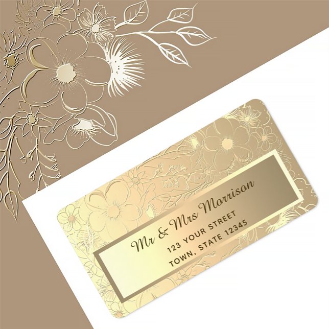 Étiquette Elegant Gold Mariage Adresse de retour (Créateur téléchargé)