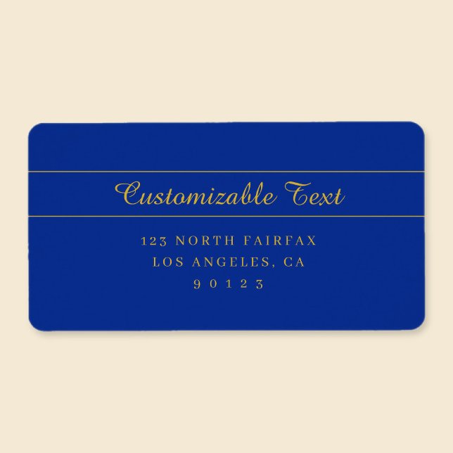 Étiquette Elegant Gold Script sur Navy Blue Adresse de retou (Créateur téléchargé)