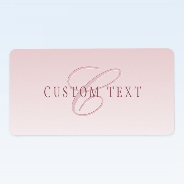 Étiquette Élégant lettrage et monogramme | Rose Ombre (Créateur téléchargé)