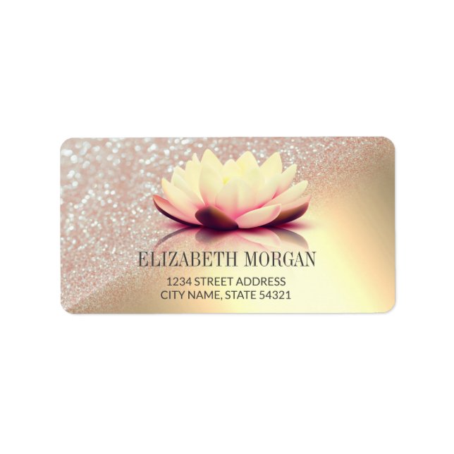 Étiquette Élégant Lotus Gold Bokeh (Devant)